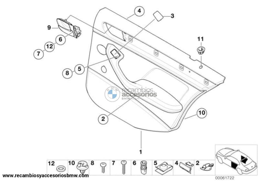 Panel De Revestimiento Puerta Trasero Gris Para Bmw Serie 3 Berlina E46. Original Recambios