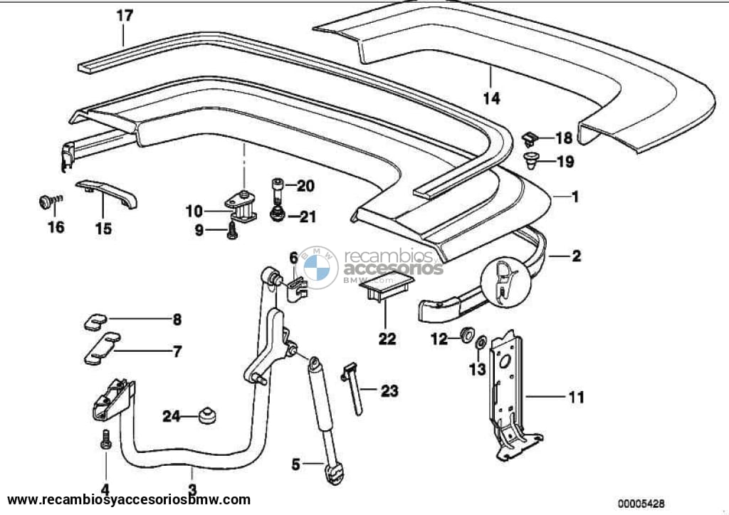 Panel Decorativo Chapaleta De Capota Para Bmw E36. Original Recambios