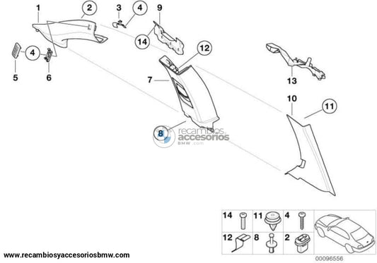 Paramento Columna Tapa Interior Negro Para Bmw E46 Compact. Original Recambios