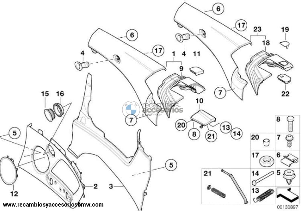 Paramento Tapa Cubierta Superior Revestimiento Lateral Trasero Negrapara Bmw Cabrio E46 . Original