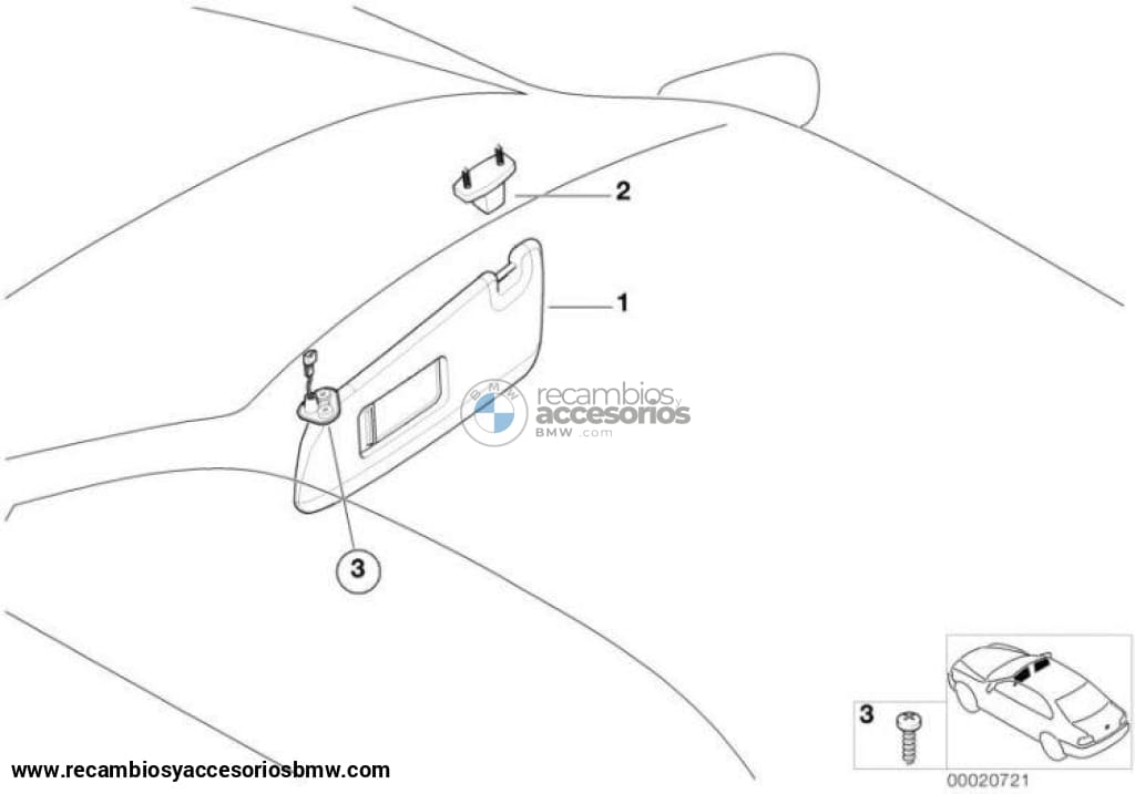 Parasol Cuero Negro Artificial Iluminado. Para Bmw Serie 3 E46. Original Recambios