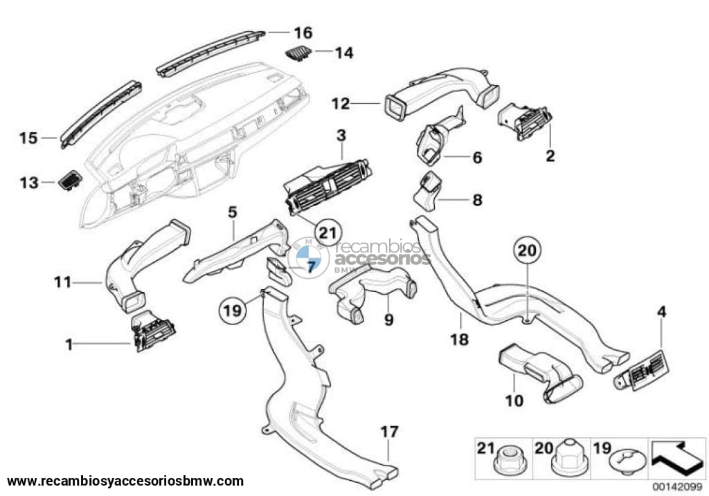 Parrilla De Aire Fresco Central Para Bmw E90 E91 E92 E93. Original Recambios