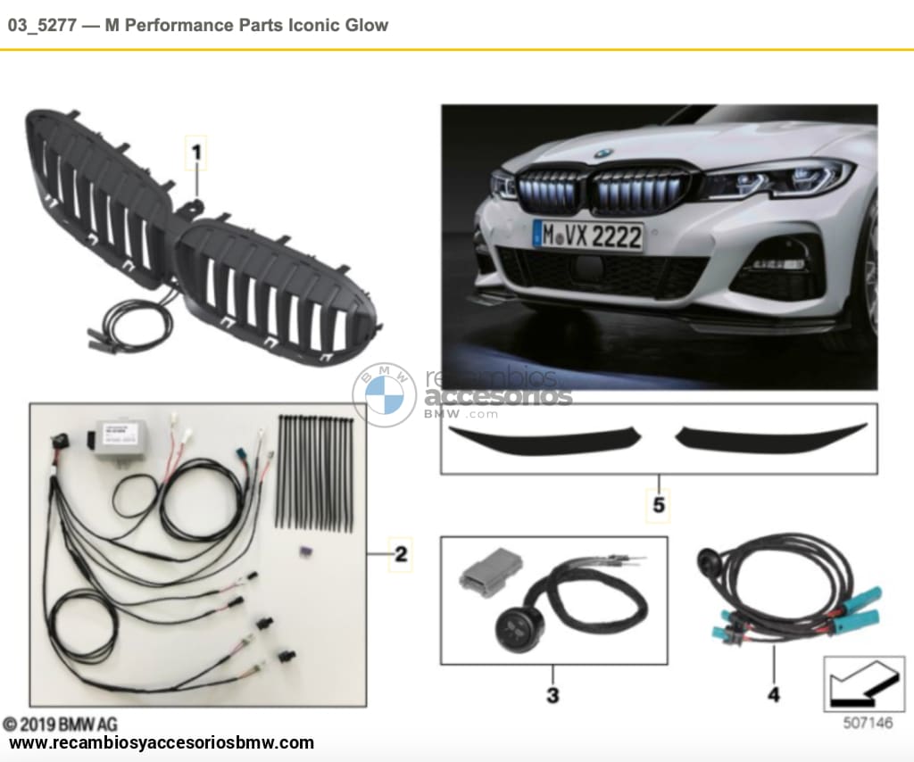 Parrilla Delantera Bmw Iconic Glow 3Er G20 G21 G28 . Original Recambios