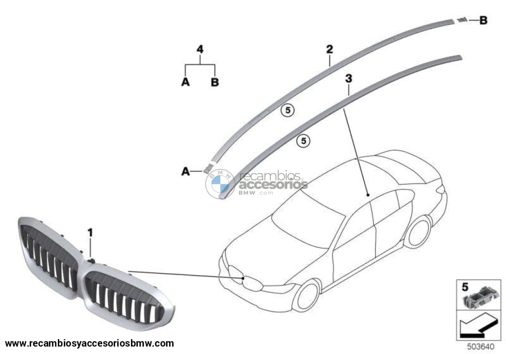 Parrilla Delantera Del Capó -M- Para Bmw G20 G21 G28 . Original Recambios