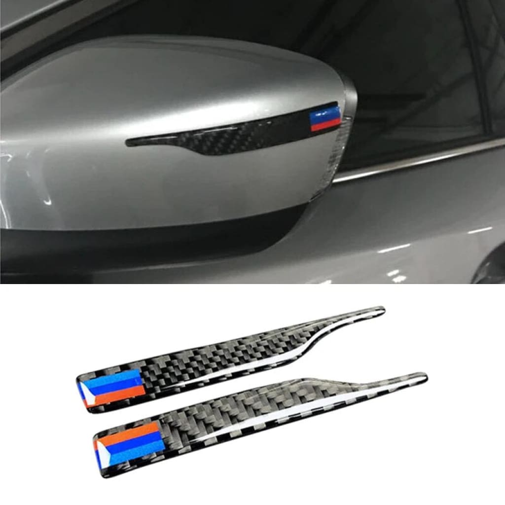 Pegatina Protectora De Espejo Retrovisor Carbono Con Rayas ///M Para Bmw - Prevención Golpes Y