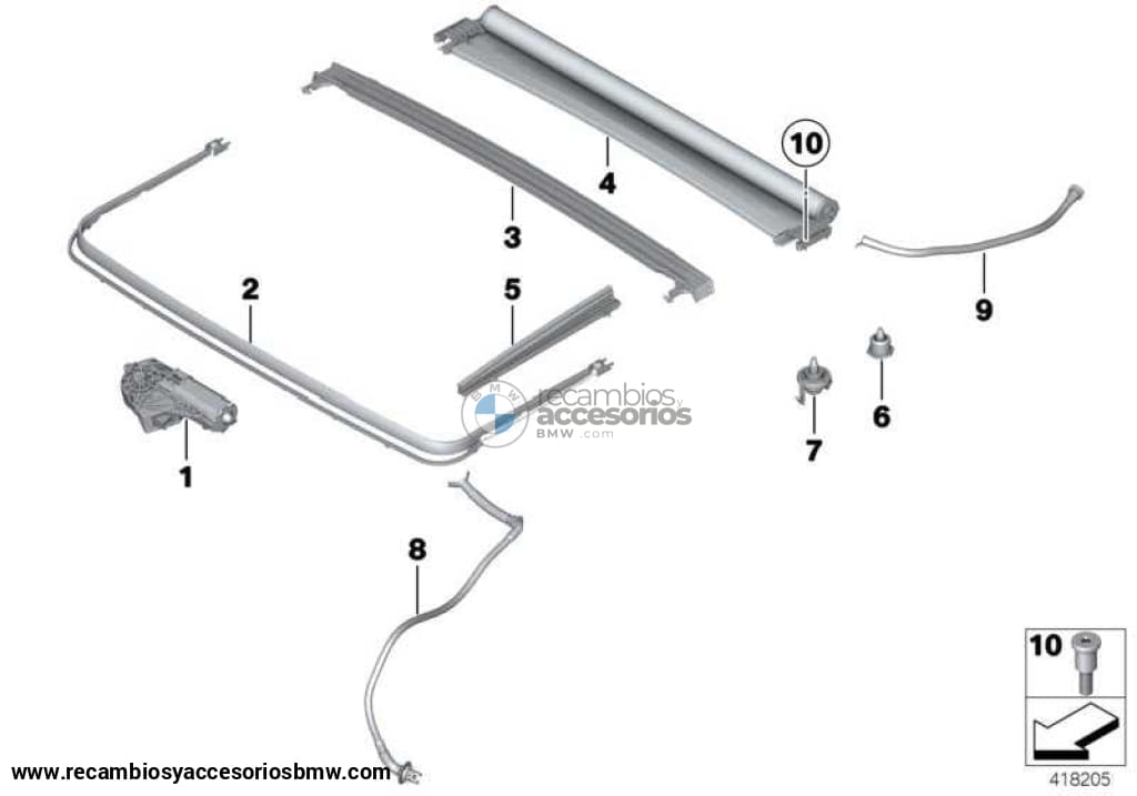 Persiana Enrollable Techo Panorámico Eléctrico Everestgrau Para Bmw F07 Gt . Original Recambios