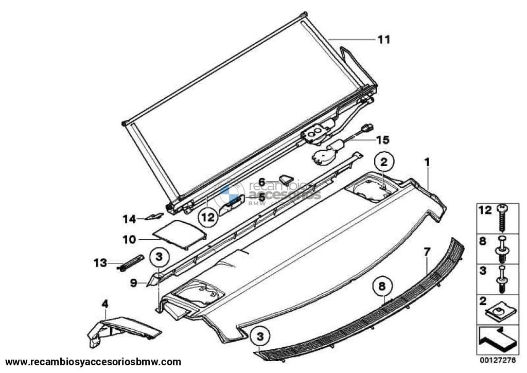 Persiana Solar Eléctrica Trasera Maletero En Negro Para Bmw E60 Serie 5 . Original Recambios