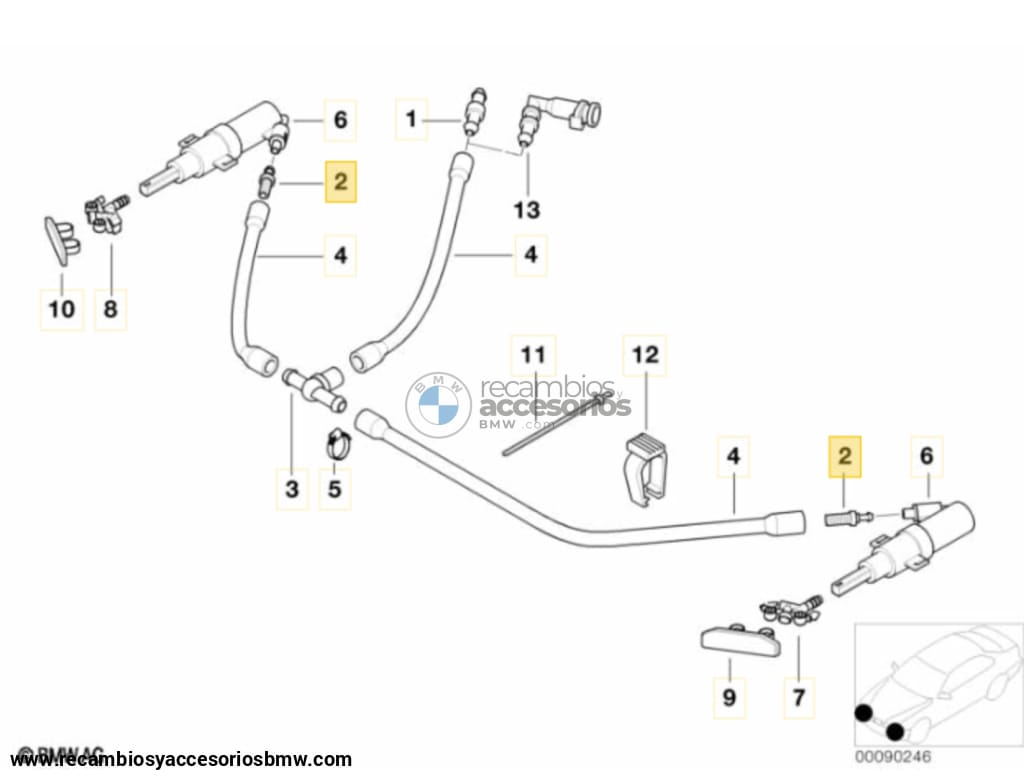 Pieza De Conexión Sistema Lavafaros Para Bmw E46 E9X E8X. Original Recambios