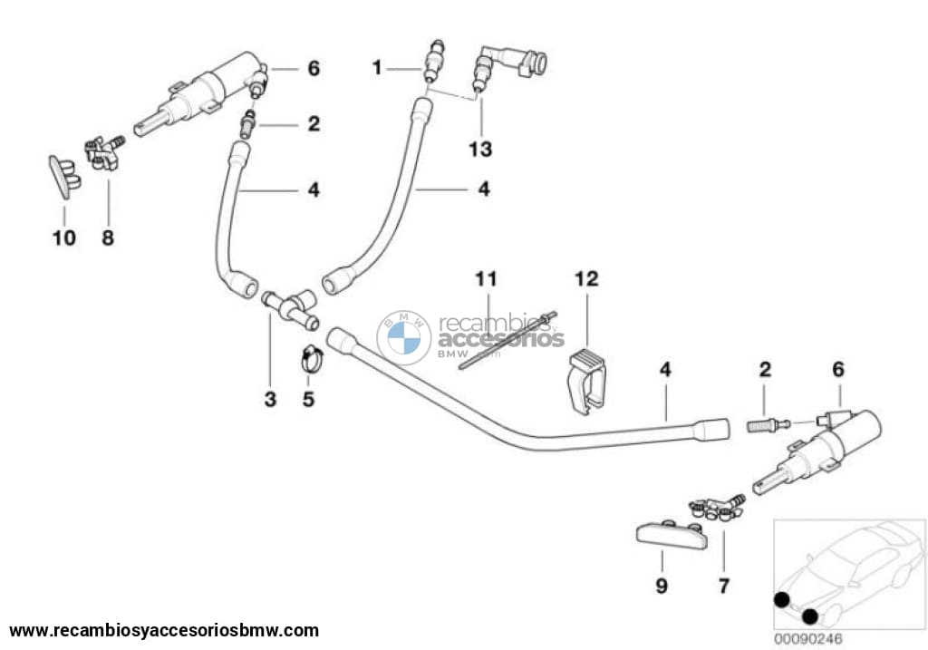 Pieza De Distribución Sistema Lavafaros Para Bmw E46. Original Recambios