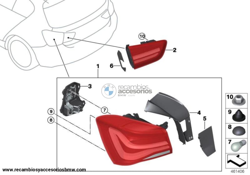 Piloto Trasero Pared Lateral Blackline Para Bmw F20 F21. Original Bmw. Recambios