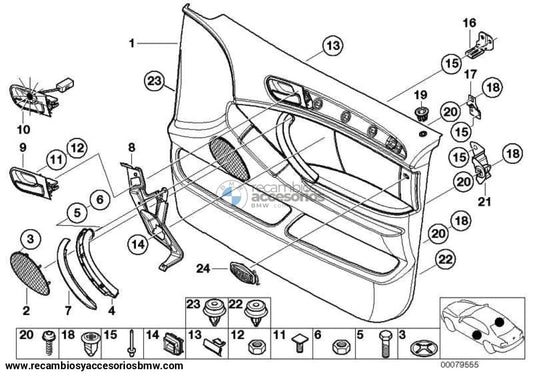 Placa Informativa Airbag Lateral Puerta Delantera Para Bmw X5 E53. Original Recambios