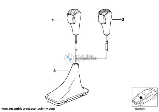 Pomo Empuñadura Palanca Selectora Automatico Cuero/Clip Cromado Para Bmw E46 E36 . Original Bmw.