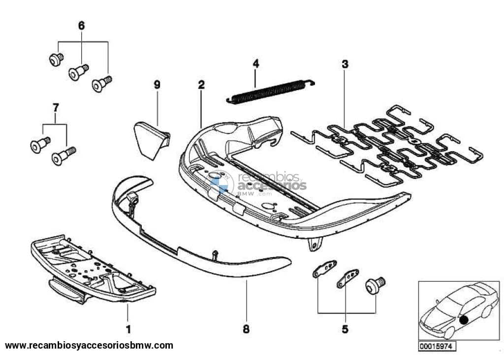 Portador Apoyamuslos Asiento Delantero Para Bmw E46 E93 E63 E64 E83 E53 E85 E86 . Original Recambios