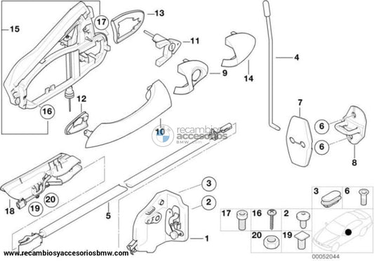 Portador Tirador Empuñadura Manija Puerta Delantera Para Bmw X5 E53. Original Recambios