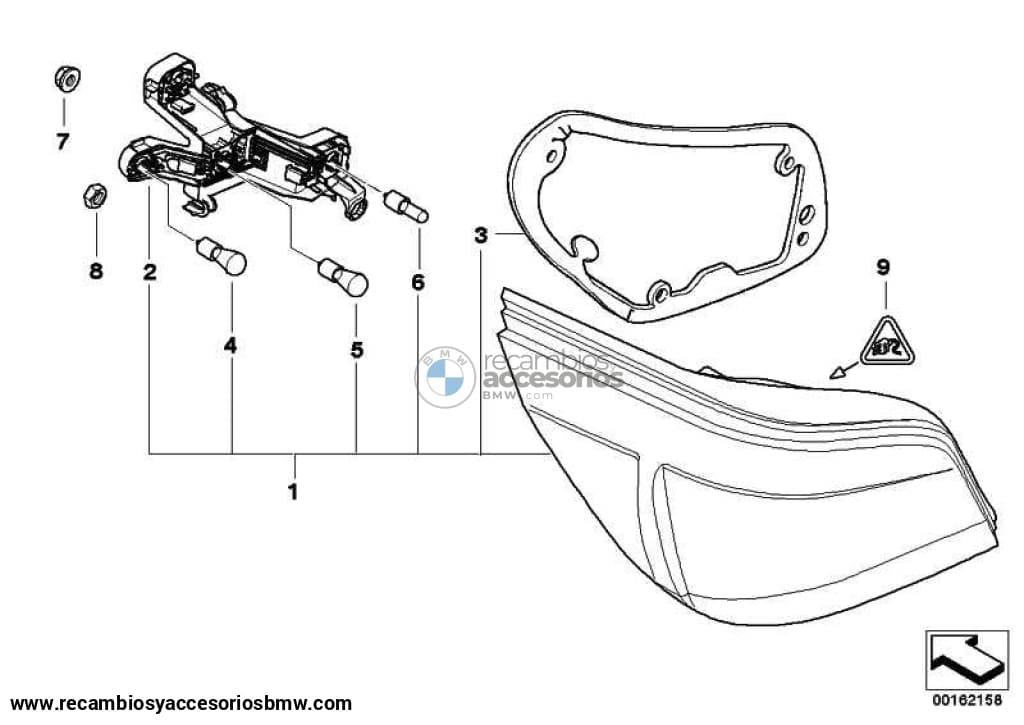 Portalampara Piloto Trasero Para Intermitente Blanco Bmw Serie 5 E60 . Original Recambios