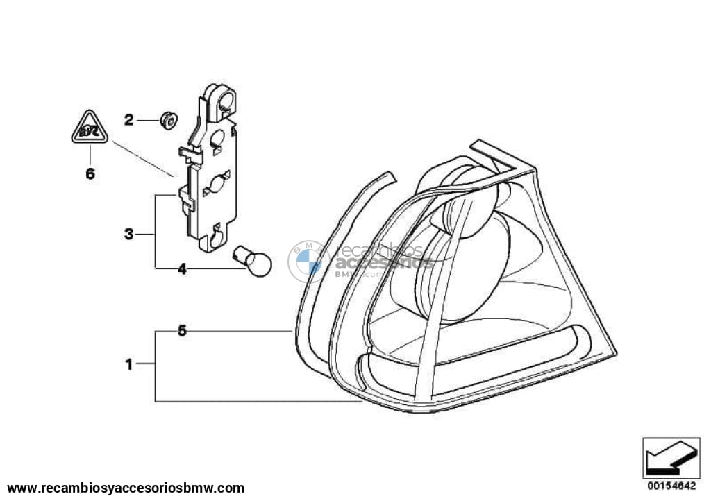 Portalámparas Con Luz Antiniebla Trasera Serie 3 Bmw E46. Original Recambios