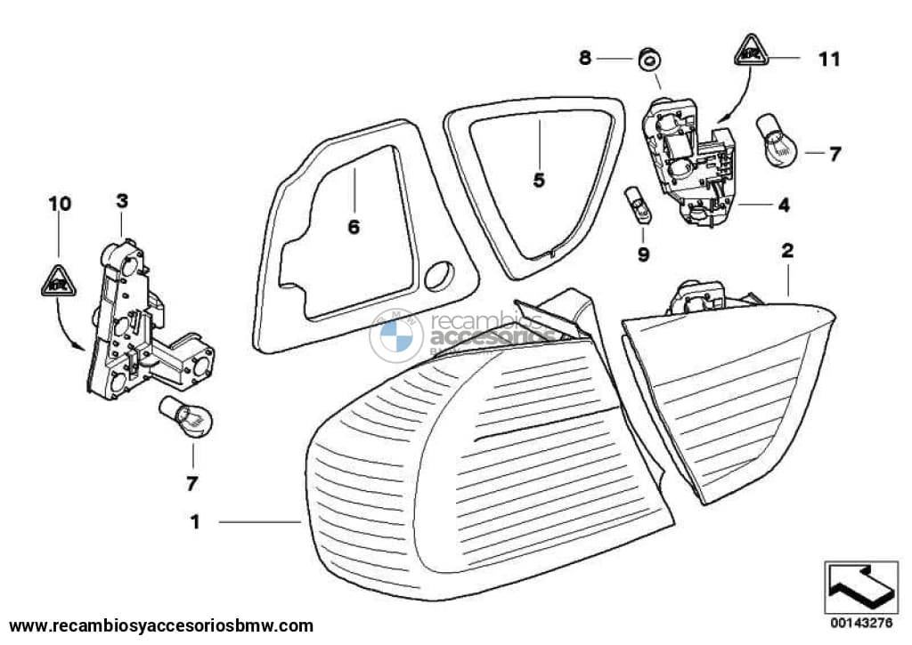 Portalámparas Piloto Trasero Portón Serie 3 E90. Original Bmw Recambios