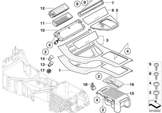 Portaobjetos Con Cortinilla En La Consola Central Para Bmw E53. Original Recambios