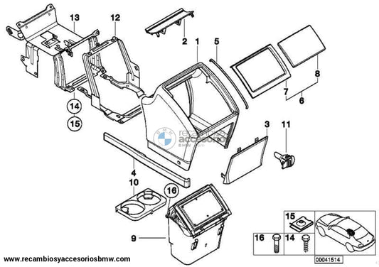 Portavasos Soporte Para Latas Trasero Serie 5 E39 . Original Bmw Recambios