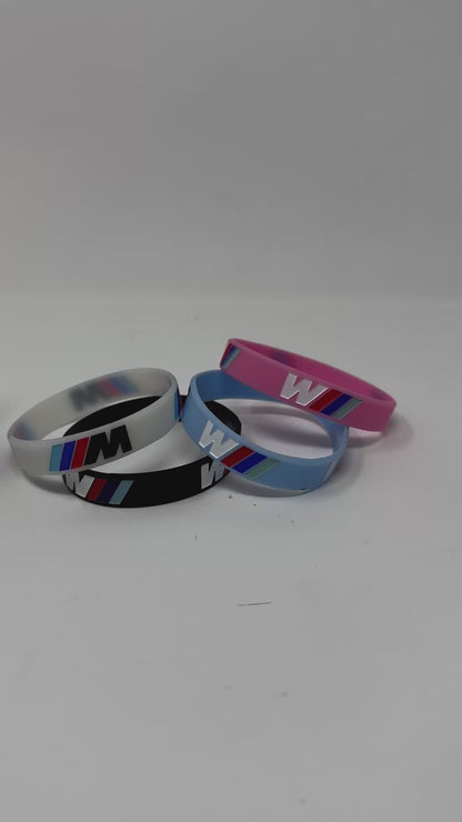 BMW Sport M Power - Schwarz, Weiß, Blau und rosa Silikonarmband