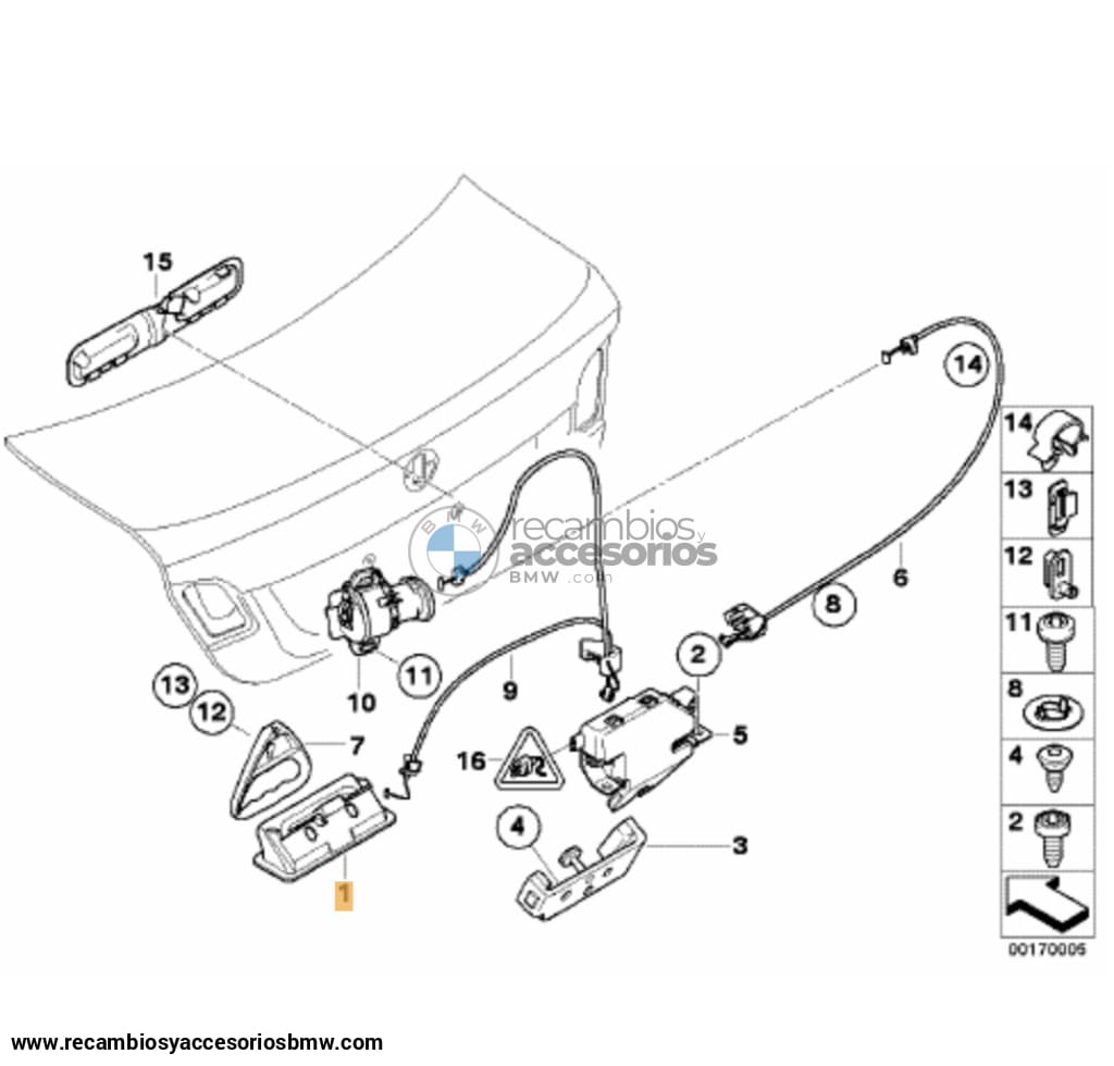 Pulsador / Abridor Maletero E82 E88 E90 E91 E92 E93. Original De Bmw Recambios