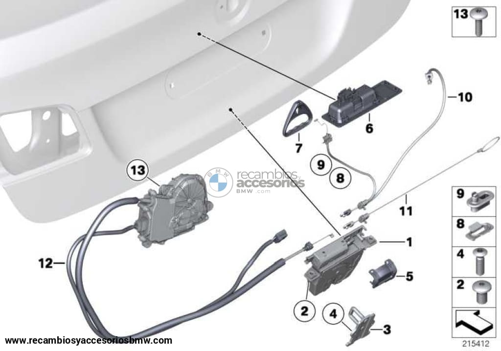 Pulsador Boton Trasero Maletero Para Bmw F52 F22 F872 F23 F45 F46 F30 F803 F31 F34 Gt F35 F32 F824