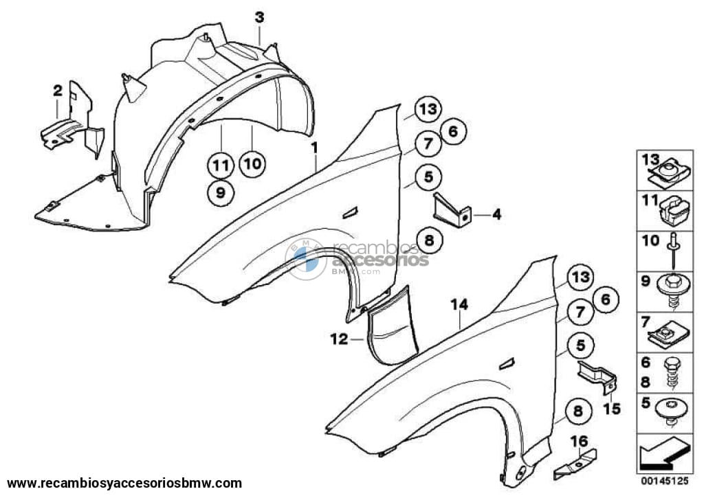 Recubrimiento Cubrerrueda Delant Tapa Paso De Rueda Para Bmw X3 E83. Original Recambios