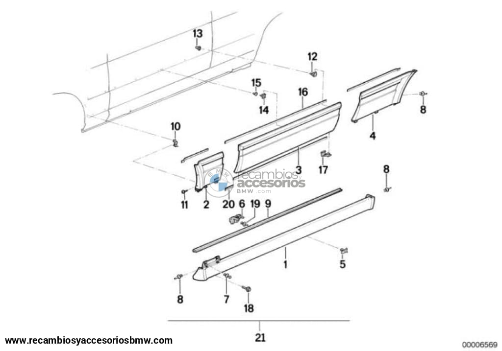 Recubrimiento Lateral Inferior Para Bmw Cabrio E30. Original Recambios