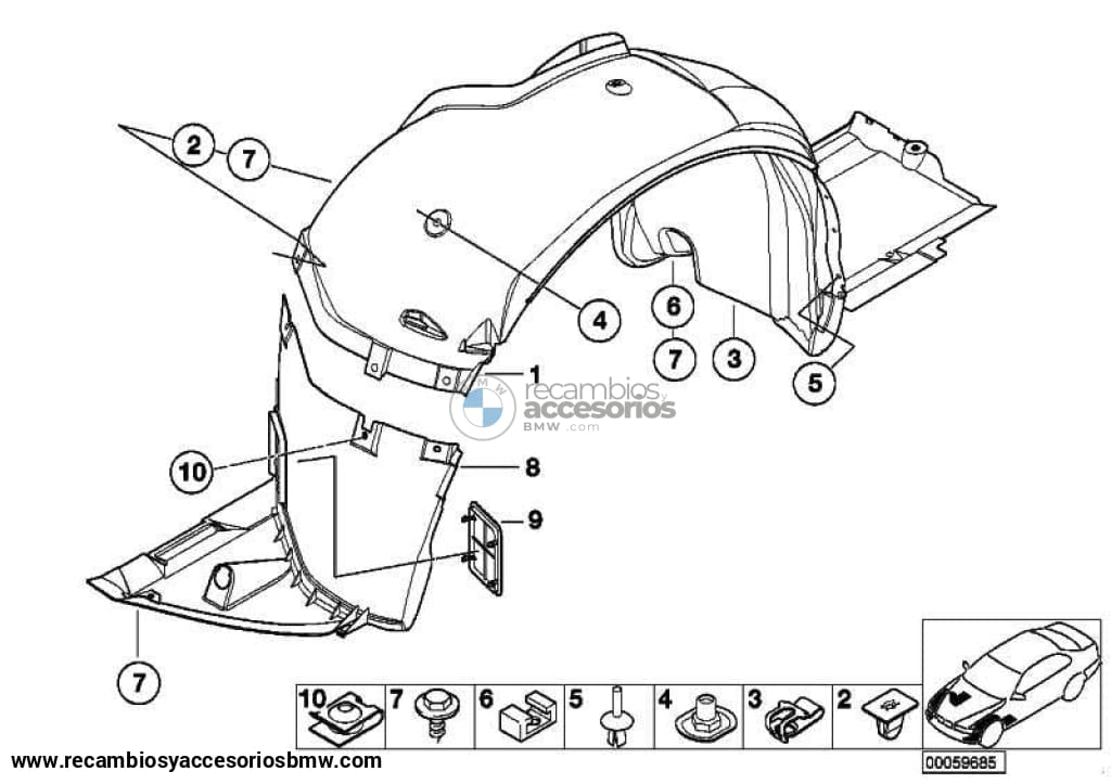 Recubrimiento Paso De Rueda Para Bmw E46 . Original Recambios