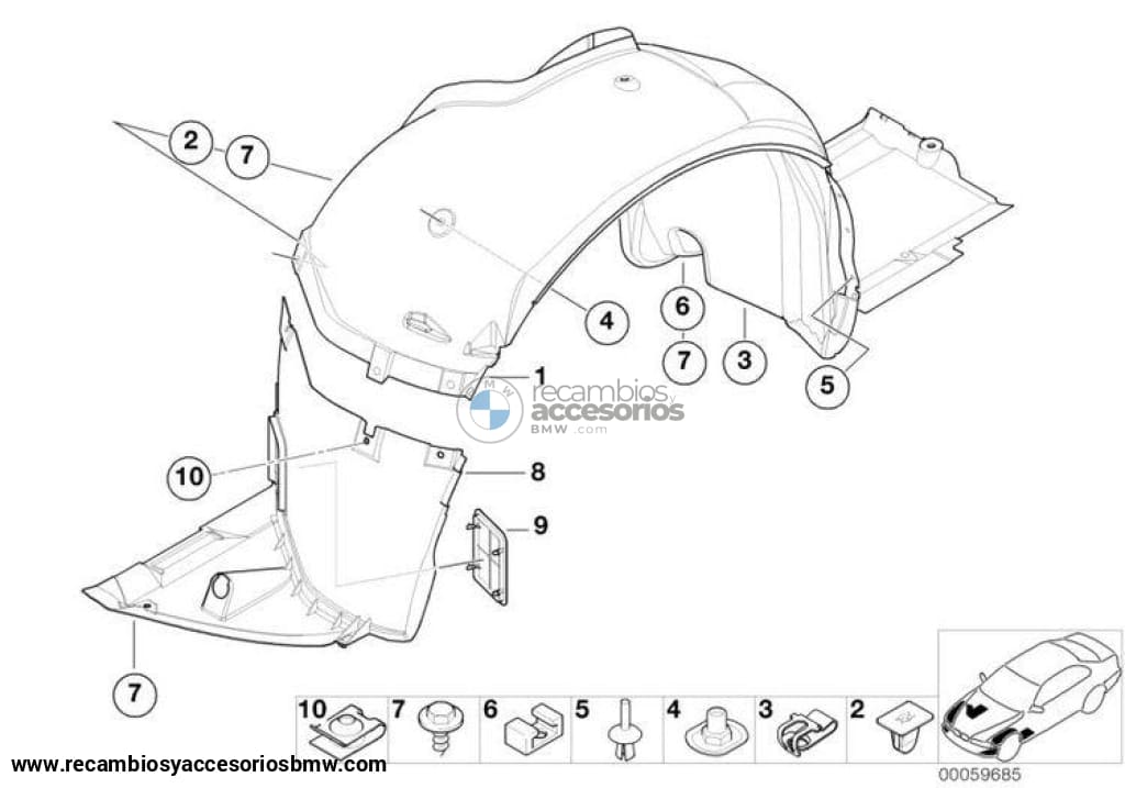 Recubrimiento Paso De Ruedas Bmw E46 Cabrio Y Coupe. Original Recambios