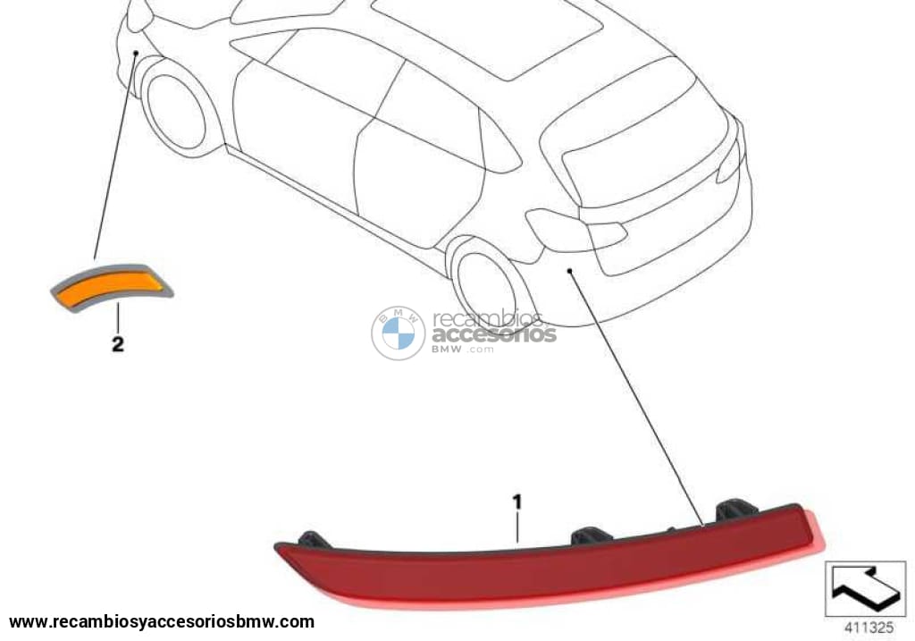 Reflector Trasero Para Bmw F46 Serie 2 . Original Recambios