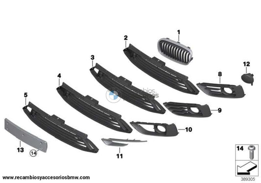 Rejilla Abierta En El Lado Parachoques Delantero Para Bmw F45 F46 . Original Bmw. Recambios