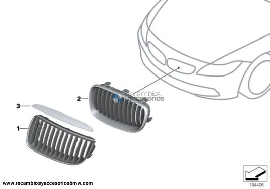 Rejilla Riñonera Con Marco Cromado Para Bmw E8X. Original Recambios