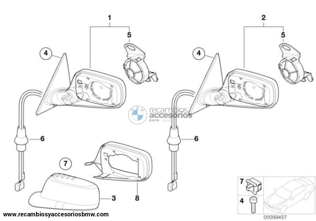 Retrovisor Exterior Calefactable Para Bmw Cabrio E46. Original Recambios