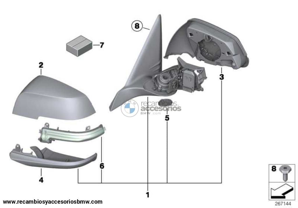 Retrovisor Exterior Calefactable Para Bmw F20 . Original Bmw. Recambios