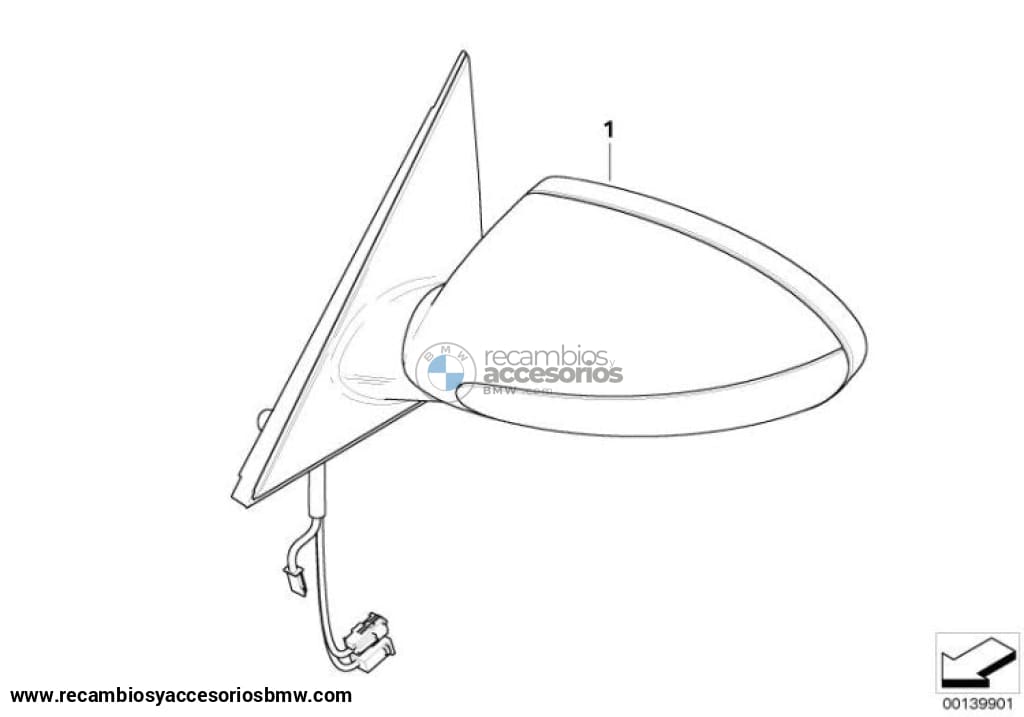 Retrovisor Exterior M Sin Cristal Imprimado Para Bmw E63 E64. Original Recambios