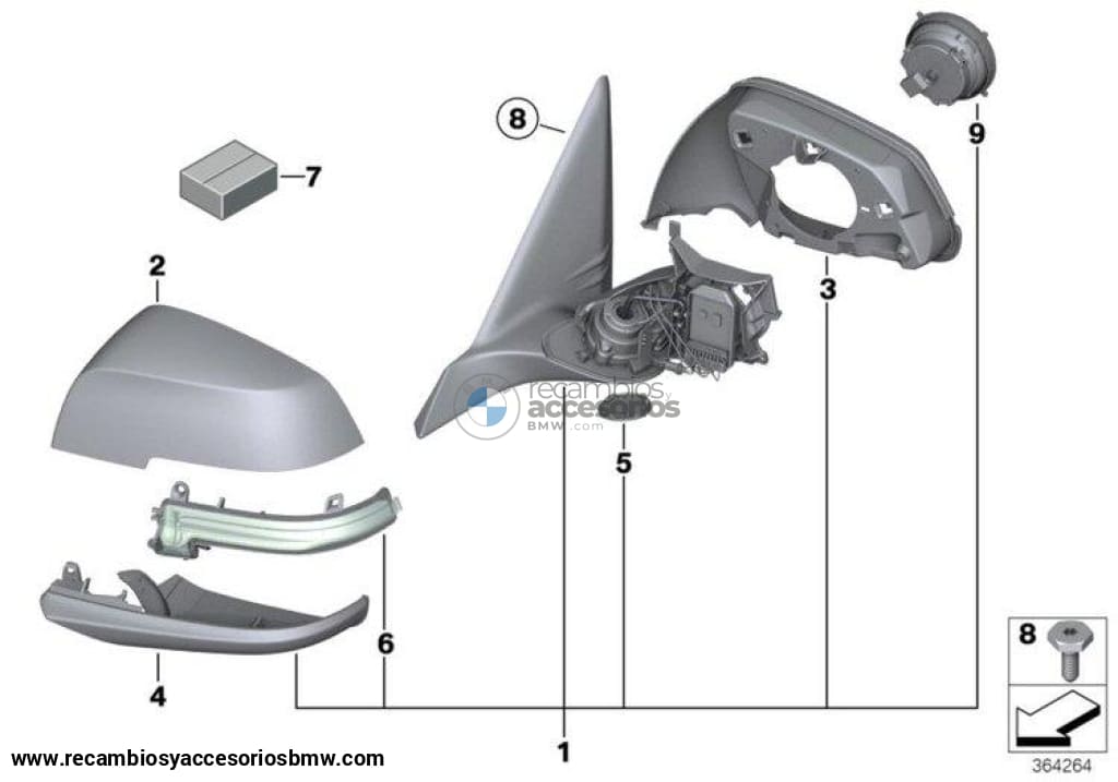 Retrovisor Exterior Original De Bmw Calefactable Para F32 F33 F36. Original Recambios