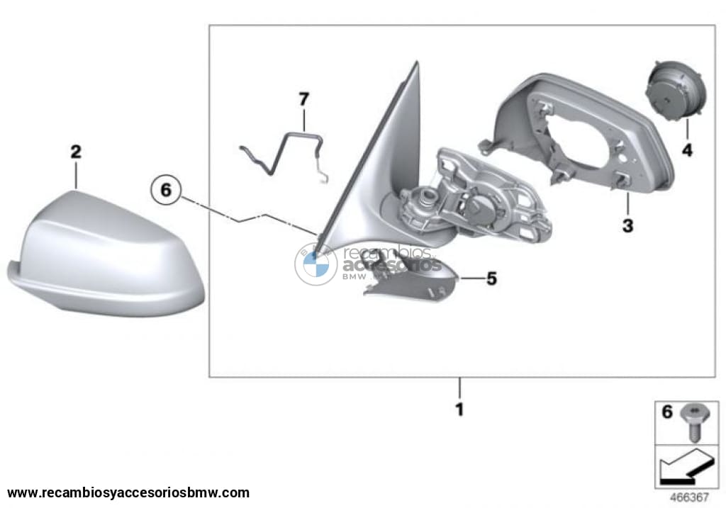 Retrovisor Sin Cristal Calefactado Para Bmw F10 F11. Original Bmw. Recambios