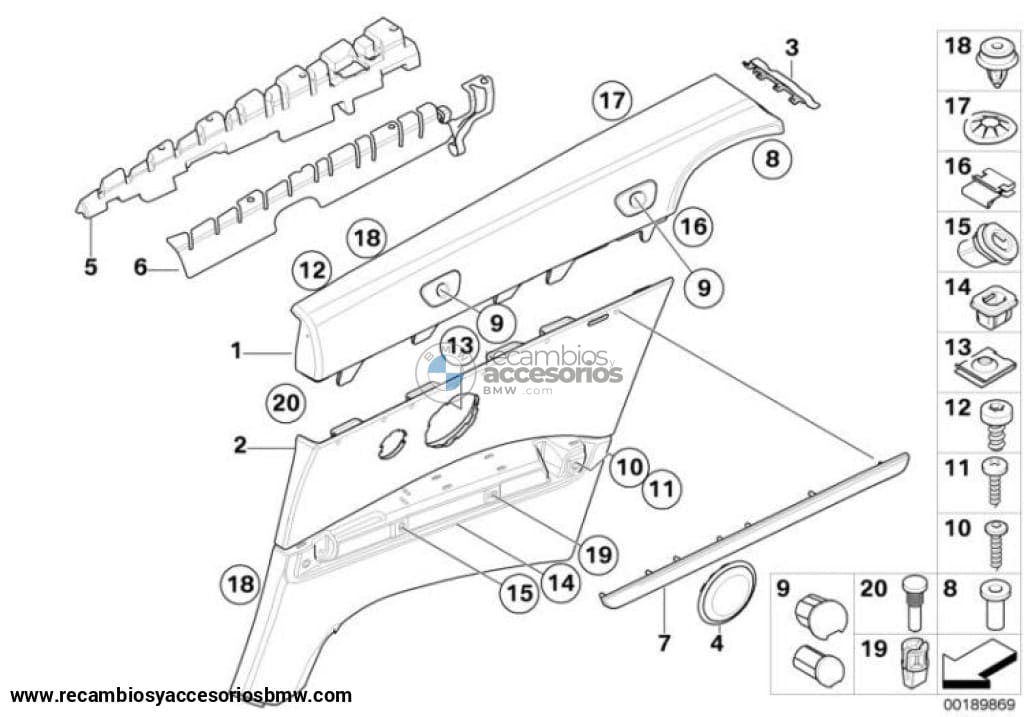 Revestimiento Antepecho Trasero Beige Crema Para Bmw Serie 3 Cabrio E93. Original Recambios