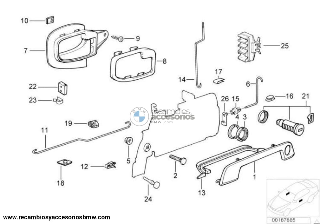 Revestimiento Maneta Manija Cromado Para Bmw Z3. Original Recambios