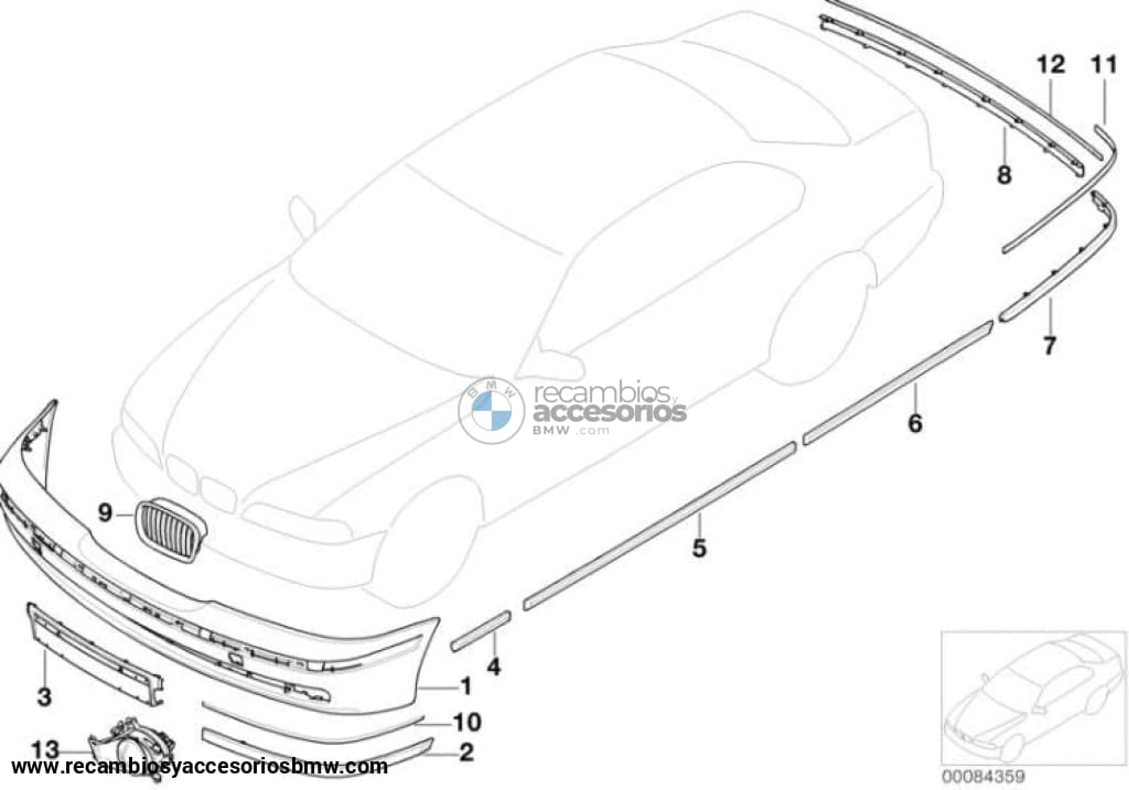 Riñonera / Rejilla Parrilla Delantera Para Bmw E39. Original Recambios