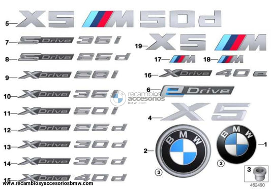 Rotulación Logo Logotipo Inscripción Trasero X5 Bmw F15 . Original Recambios