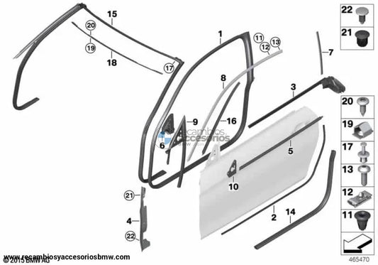 Sellador Junta Goma Exterior Puerta Delantera Izquierdo/Derecho Alu Satiniert Para Bmw Serie 4 (F32