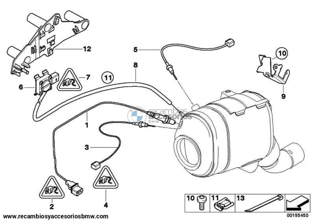 Sensor De Presión Gases Escape Para Bmw E90 E91 E92 E60 E61 E63 E64 E83 E70 E71 . Original Bmw.