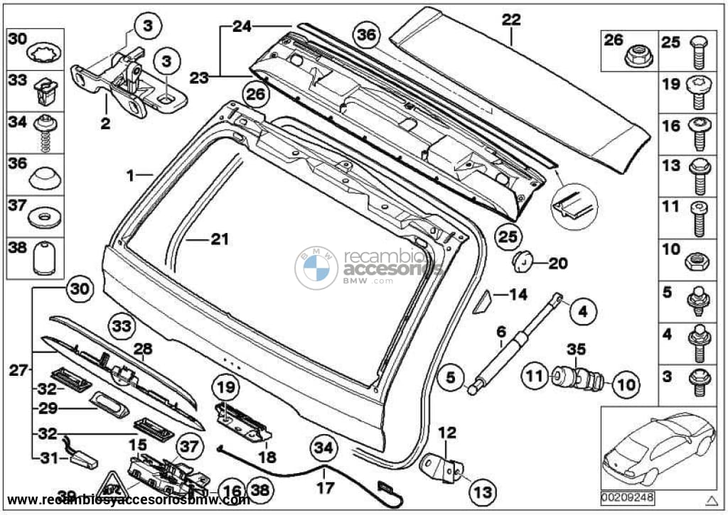 Servo Cerradura Tapa De Portamaletas Sup. Maletero Para Bmw X5 E53 . Original Recambios