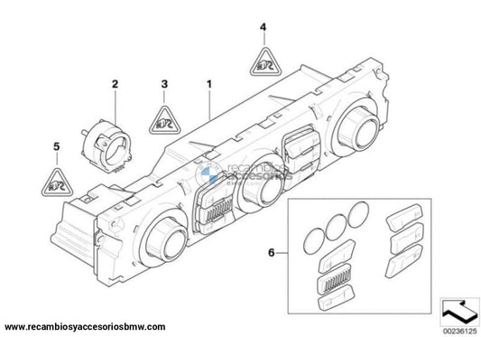 Set De Botones / Caperuzas Reparación Mando Climatización Para Bmw Serie 5 E6X. Original Recambios