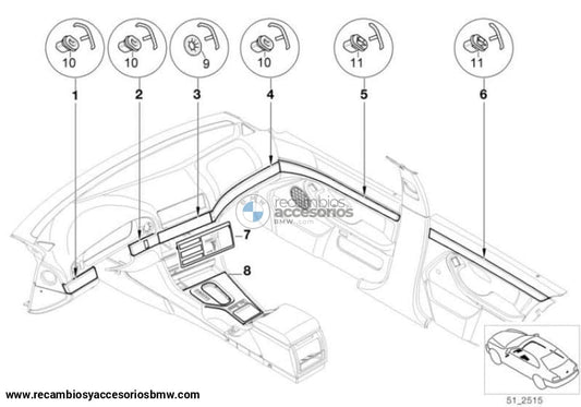 Set Listones Embellecedores Interiores Aluminio Cepillado Para Bmw E39 Berlina O Touring. Original