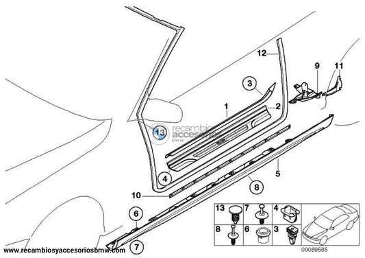 Set Umbrales ///M Original Para Bmw Serie 3 E46 Coupe O Cabrio. Recambios