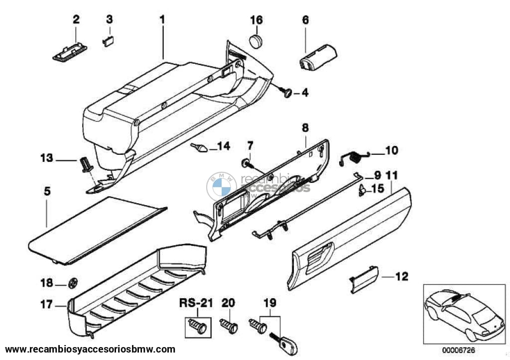 Solapa Chapaleta Tapa Con O Sin Cierra Para Guantera Copiloto Bmw E36 3Er . Original Recambios