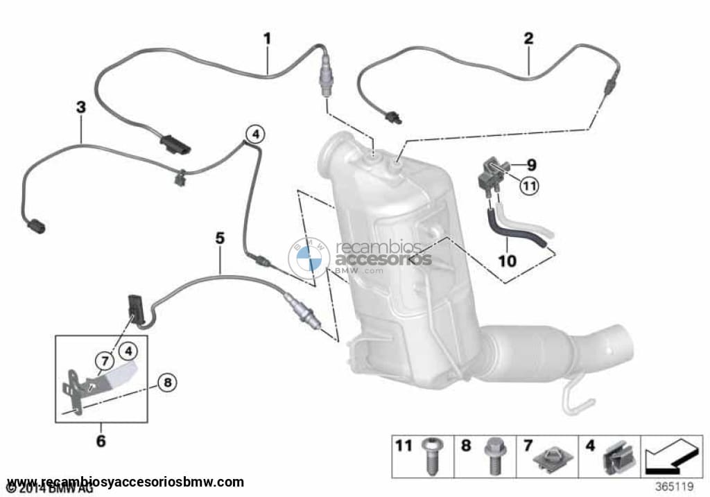 Sonda Lambda L=930 Para Bmw F40 F44 F45 F46 F48 F39. Original Recambios